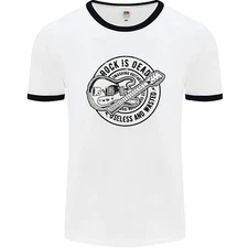 Rock Is Dead Funny Music Rock n Roll Guitar Mens Ringer T-Shirt