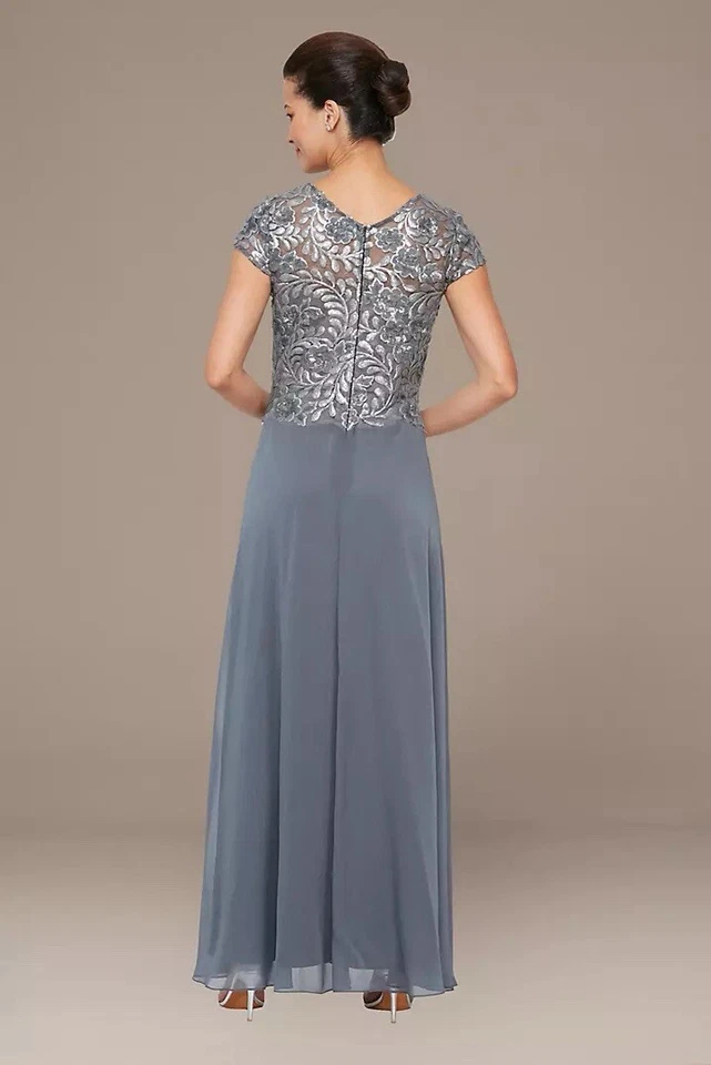 Vestido de Noche Alex Evenings Para Mujer Talla 8 Gris Lentejuelas Vestido Cóctel Formal Nuevo Foto 2 de 4