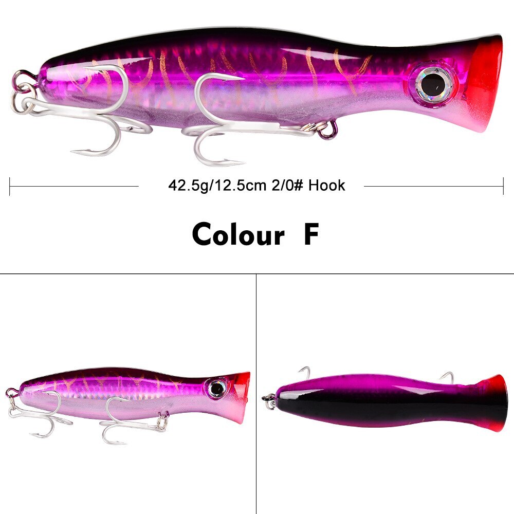 6PCS Fishing Lures 42.5g Topwater Popper Bait Hard Artificial Wobbler Swimbait - Image 9