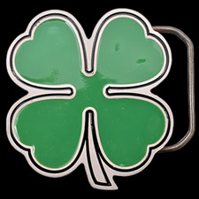 Lucky Four Leaf Green Clover Belt Buckle