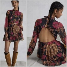 Anthropologie Porridge floral ruffle open back mini dress size large
