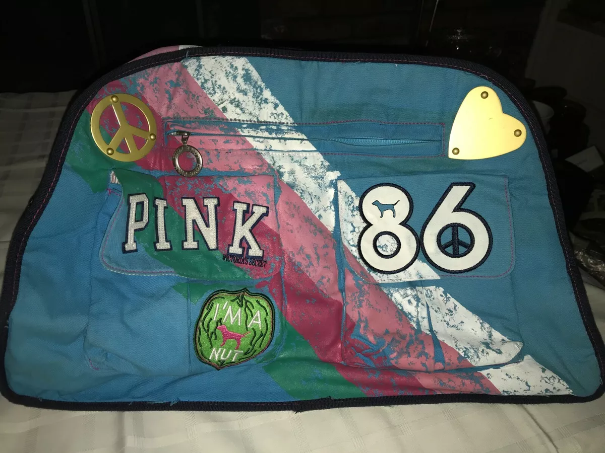 Victoria s Secret PEACE LOVE PINK Roll Wheel DUFFEL BAG Luggage