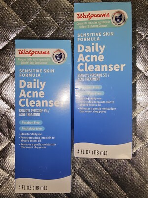 WALGREENS Sensitive Skin Formula Daily Acne Cleanser 4 Fl. Oz Lot Of 2