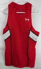 NWT Men’s TYR Carbon Tank Top ITU Approved 1/2 Zip Red, White Black - Small