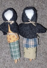 2 Amish Puppen Stoff Wäscheklammer Mutter Tochter Puppe Handarbeit Deko