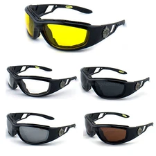 Safety Goggles Motorcycle Biker Eyewear Polycarbonate Lens With Padding UV 100%