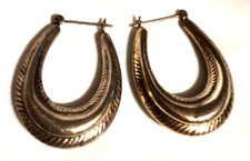 UnMarked Silver or Silverplated Large Hoop Earrings VTG Pierced MCM 1.75"