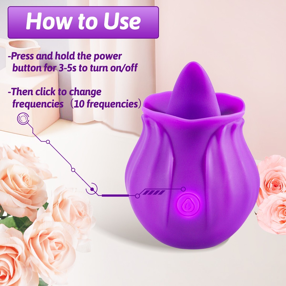 Purple Rose Vibrator Clit Nipple Licking G-Spot Dildo Oral Adult Sex Toys  Women | eBay