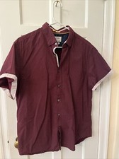 Denim Flower Shirt Mens Large Maroon Polka Dot Ricky Singh SS Button Up