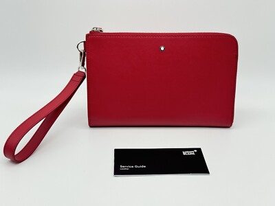 MONTBLANC SARTORIAL RED CALFSKIN LEATHER POUCH CLUTCH NEW 100% GENUINE RP $700