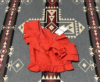 Show Me Your MuMu Women's Top Size XS NWT $114 Red Ruffle Crop T1