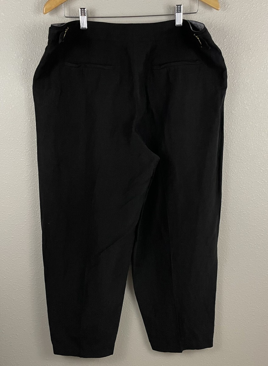 Poetry Tapered Pants Women 12 Washed Black Silk Linen Pleated Trousers