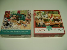 Caeco/Buffalo CATS Puzzles, lot of 2, Kitchen Kittens, Paws Gone Wild,550-750pcs