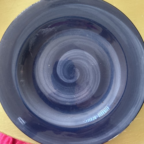 Hausenware Twist Navy Blue Dinner Plate 11.5” Swirl Pattern, Set Of 2
