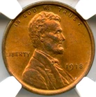 1918 Lincoln Cent, NGC MS 64RB