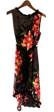 Woman 14 Worthington Hawaiian Floral Tropical Sleeveless Botanical Ruffle Dress