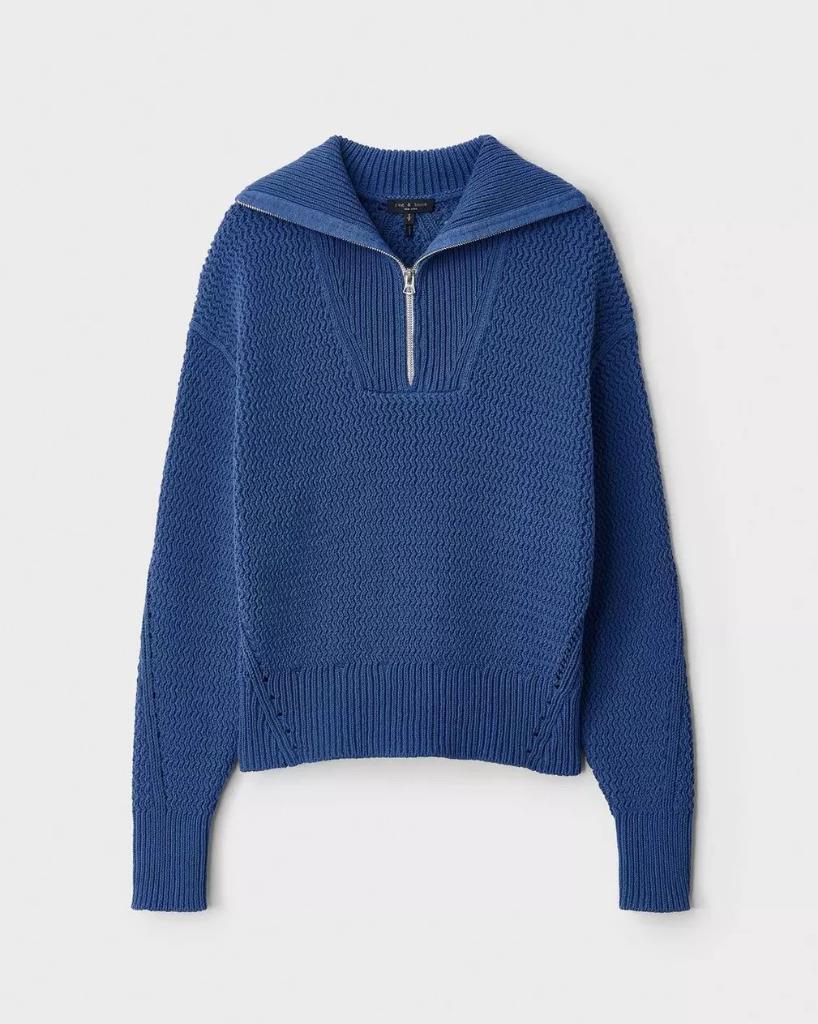 Rag & Bone Lena Blue Half Zip Cotton Blend Sweater SZ M, NWOT, Never Worn