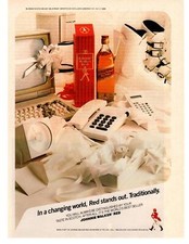 1986 Johnnie Walker Red Lable Scotch Whisky "Red Stands Out" Computer Print Ad