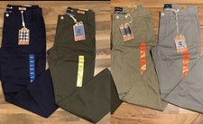 Tailor Vintage Men Straight Fit Flat Front Washed Chinos Cotton Navy 30-38x30-34