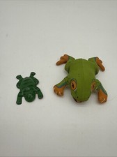 Vintage Tin Hopping Frog and Stuffed "Biting" Frog Lot of 2
