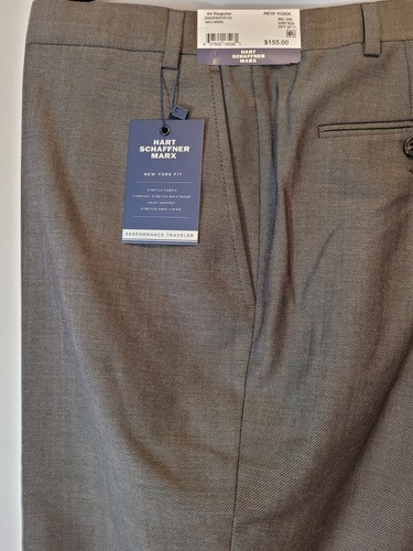 HART, SCHAFFNER & MARX Men's 44 NEW YORK Wool GREY Dress Slacks NWT - Picture 2 of 4
