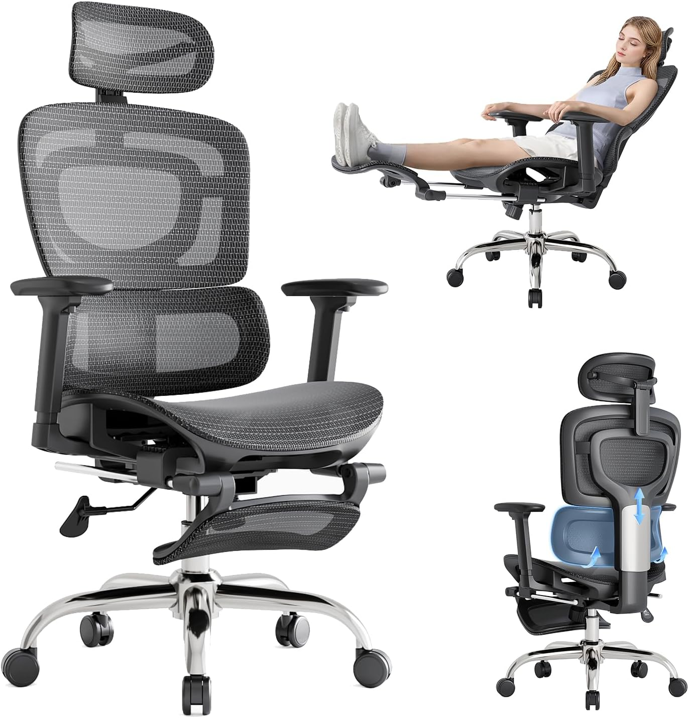 Ergonomic Office Chair, Adaptive Lumbar Support, SGS Class 4 Gas Clylinder 400 L-image