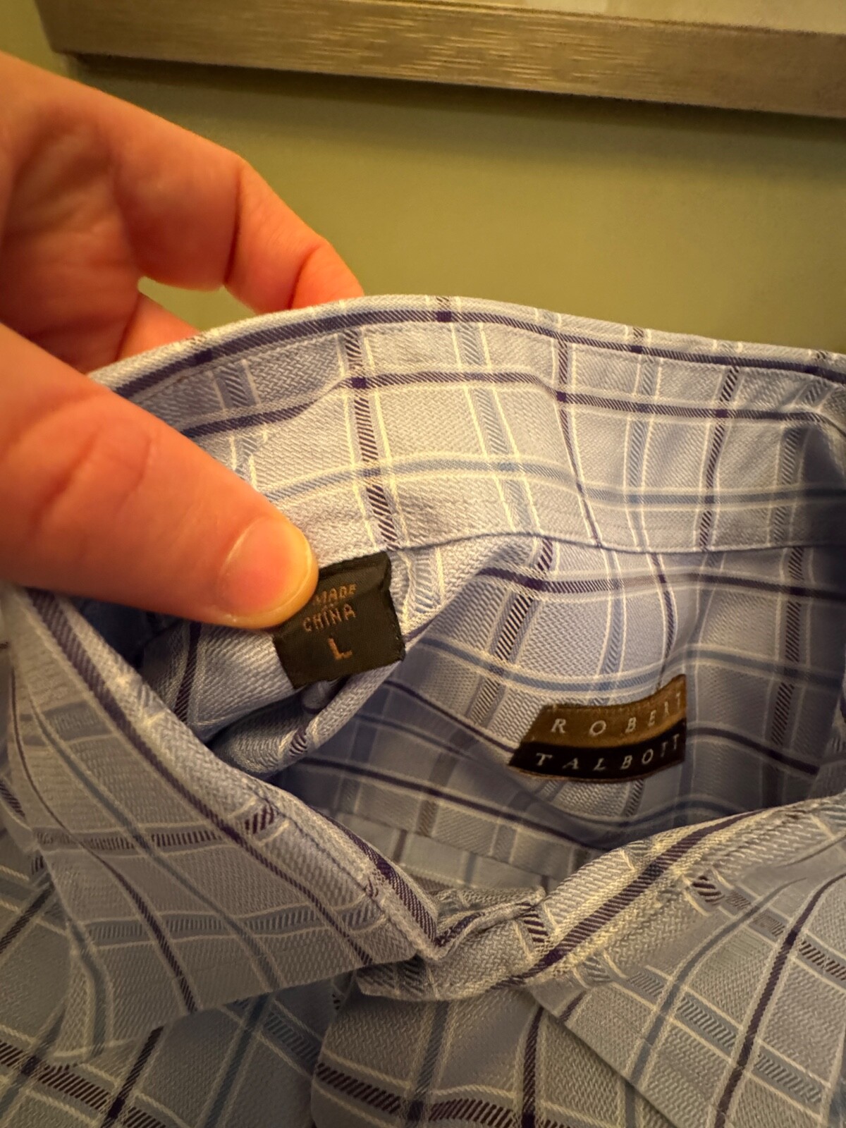 Robert Talbott Blue Plaid Pattern Shirt - Size L … - image 3