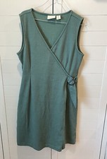 Cynthia Rowley A-Line Dress Women Size Medium Green Stretch Sleeveless Faux Wrap