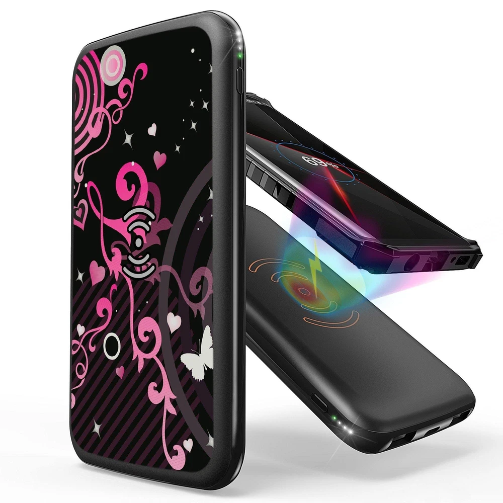 10000mAh Power Bank with QI Wireless Charging in Black
