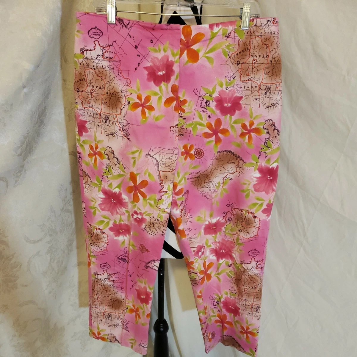 Marisa Christine size 14 pink floral capris pants eBay