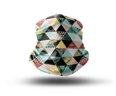 Waschbarer Stoff Gesichtsbezug Hals Gamasche Strand Dreiecke abstraktes Design EU Made