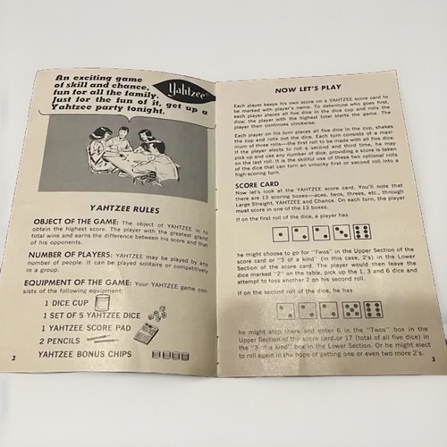 Vintage 1961 E.S. Lowe #950 YAHTZEE Box | Child Artist Signed ๐ - Picture 7 of 8