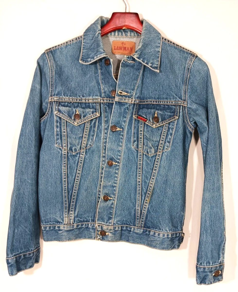 Lawman Vintage Denim Jacket Men s Size M 36 Blue Jean Acid Wash