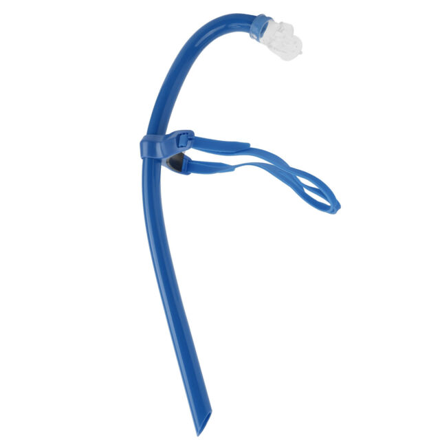 Swimming Front Mount Silicone Snorkel With Mouthpiece Training Breath Gear Blue