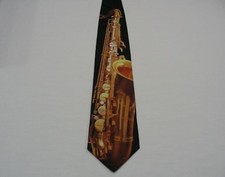 SAXOPHONE II - RALPH MARLIN - RETRO 1995 - MADE IN USA - POLYESTER NECK TIE!
