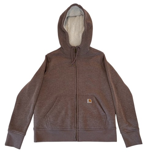 Felpa con cappuccio Carhartt - donna piccola 4/6 - viola - foderata sherpa - zip intera
