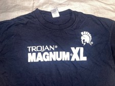 Vintage Y2K Trojan Magnum XL Condom Black T Shirt Mens XL Let everybody Know