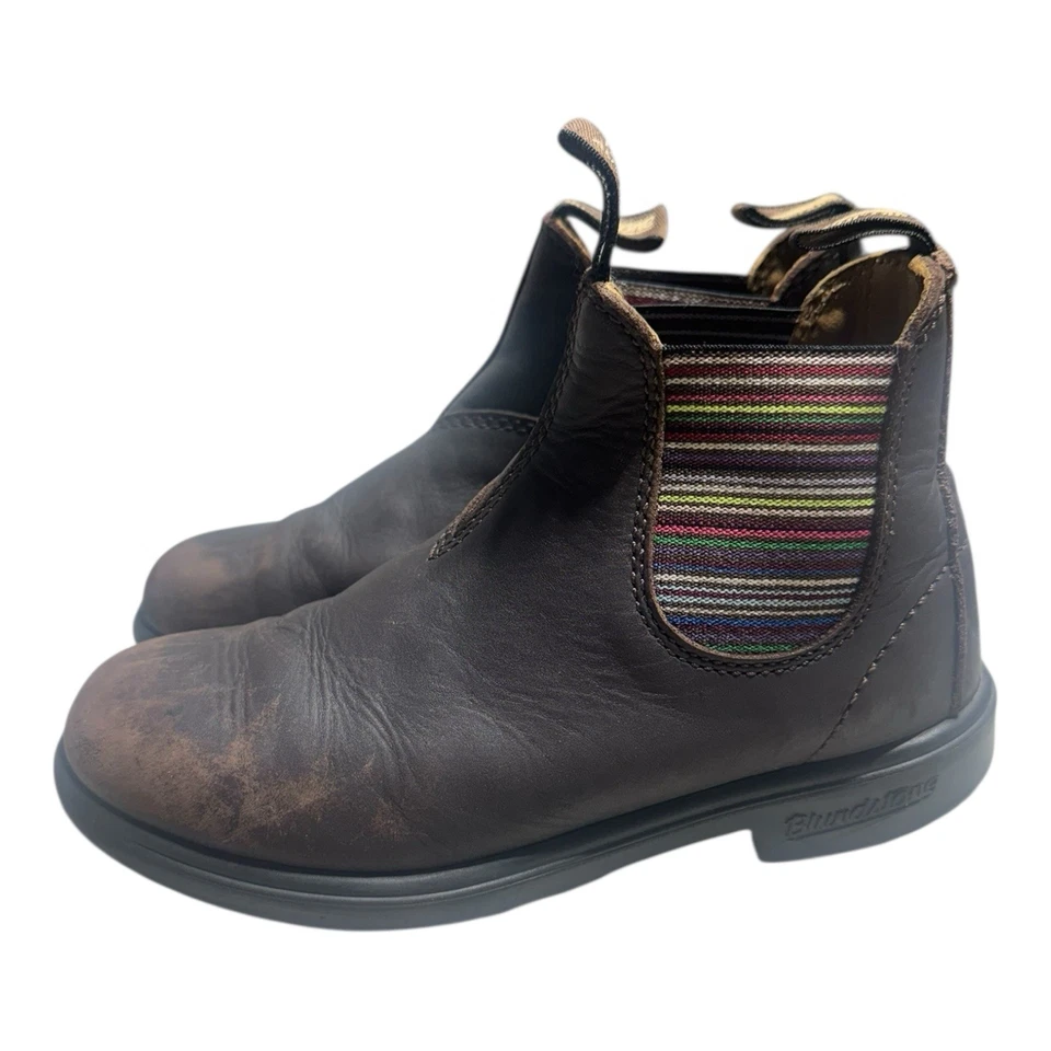 BLUNDSTONE KIDS 531 BROWN LEATHER MULTI COLOR SLIP ON BOOTS SIZE 2 - Image 2 of 4