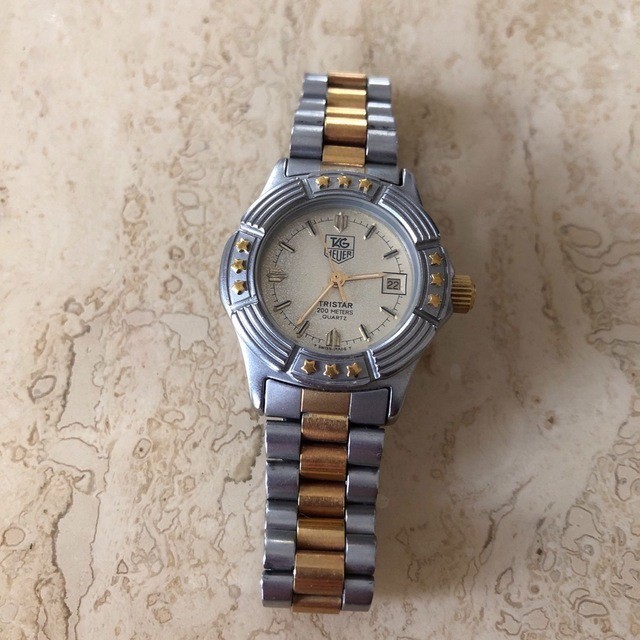 TAG Heuer Tristar Vintage 1980s Diver Quartz Watch Gold Stars Rare