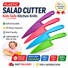 Plastic Salad Cutter Knife Kids Safe Fruit Vegetable Slicer Tomato Lettuce in UK