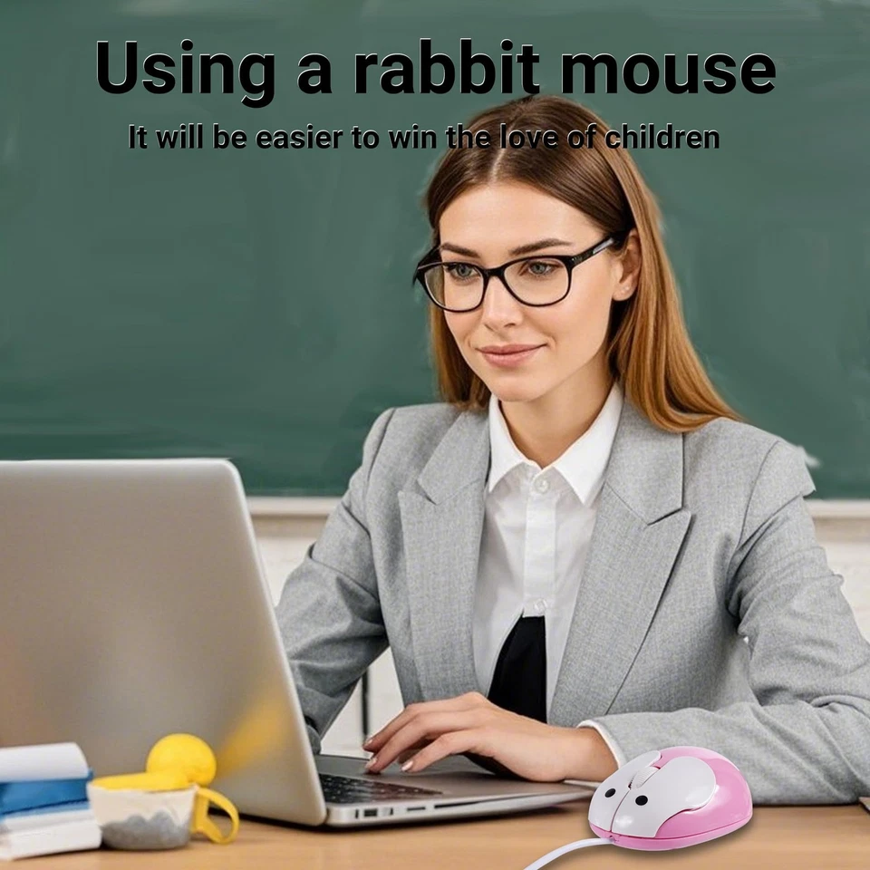 Cute Rabbit Shape USB Wired Mouse, 1200DPI, 3 Buttons, 3.6 ft Cord (Pink) - Image 4 of 4
