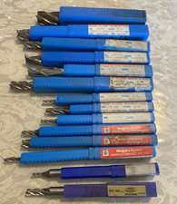 Lot of 14 HSS Cobalt End Mills Niagara Cutter, Double-End, 4-Flute, Assorted