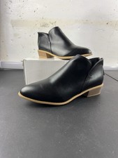 Black Faux Leather Booties zip closure women's size 10 2 in heel