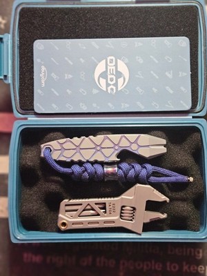 EDCgear Titanium Multi-Tool E222 TATG4 Wrench Bottle Opener Gray Blue Lanyard
