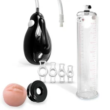 LeLuv eGrip Electric Handheld Penis Pump 9 Inch with 4 Rings, Seal and Donut