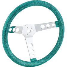 Speedway 13 Inch Green Metalflake 60s Style Steering Wheel, 3-1/2 Dish