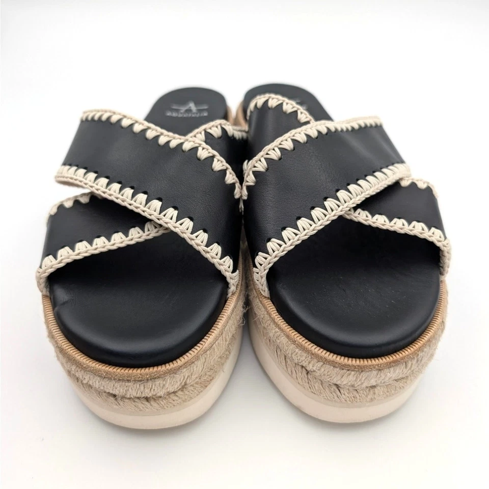 Sandalia Aquatalia Sylvie Plataforma Alpargata Deslizable Mujer Negra Talla US9 EU40 Foto 2 de 4