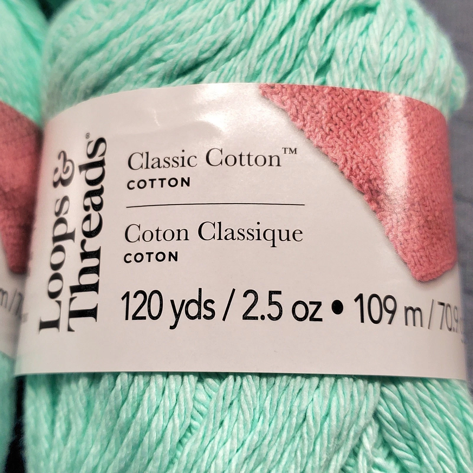 Loops & Threads Classic Cotton Yarn Seafoam Lot 5 Skeins 100% Cotton 120yd New image 3
