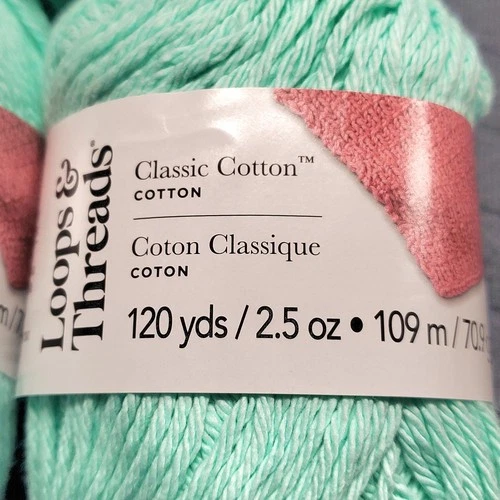 Loops & Threads Classic Cotton Yarn Seafoam Lot 5 Skeins 100% Cotton 120yd New image 3