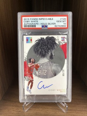 2019-20 Panini Impeccable RC Coby White Card Auto #9/25 PSA 10 Bulls Rookie